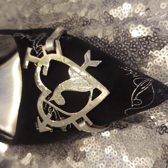 Rare Sexy Baby Phat Black & Silver Heels - Picture 4 of 10